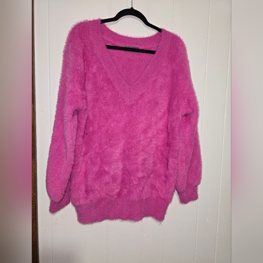 Galentine's V-Neck Faux Fur Sweater